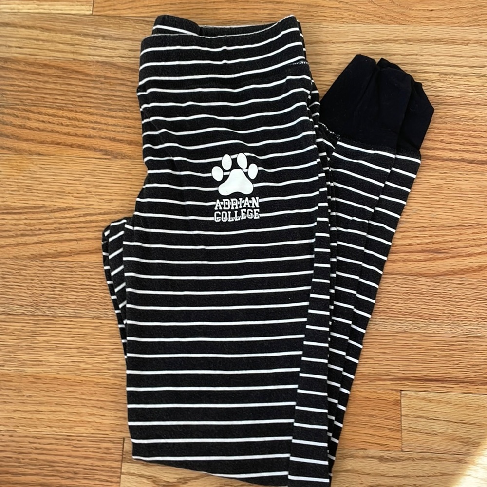 adrian college striped pajama bottoms